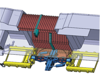 Retractable axisymmetric coupling and gangway module